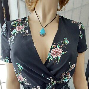 H&M NWT Black Floral Faux Wrap Maxi Dress Size 4 Effortlessly Chic!